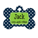 Pet Tag for Dogs - Star Pet Tag - Custom Pet Tag - Dog Pet Tag - Navy Blue & Lime Green Personalized Pet Tag