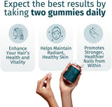 Hair, Skin & Nails Support Gummies – Vegan Biotin Vitamin Formula for Beauty & Wellness