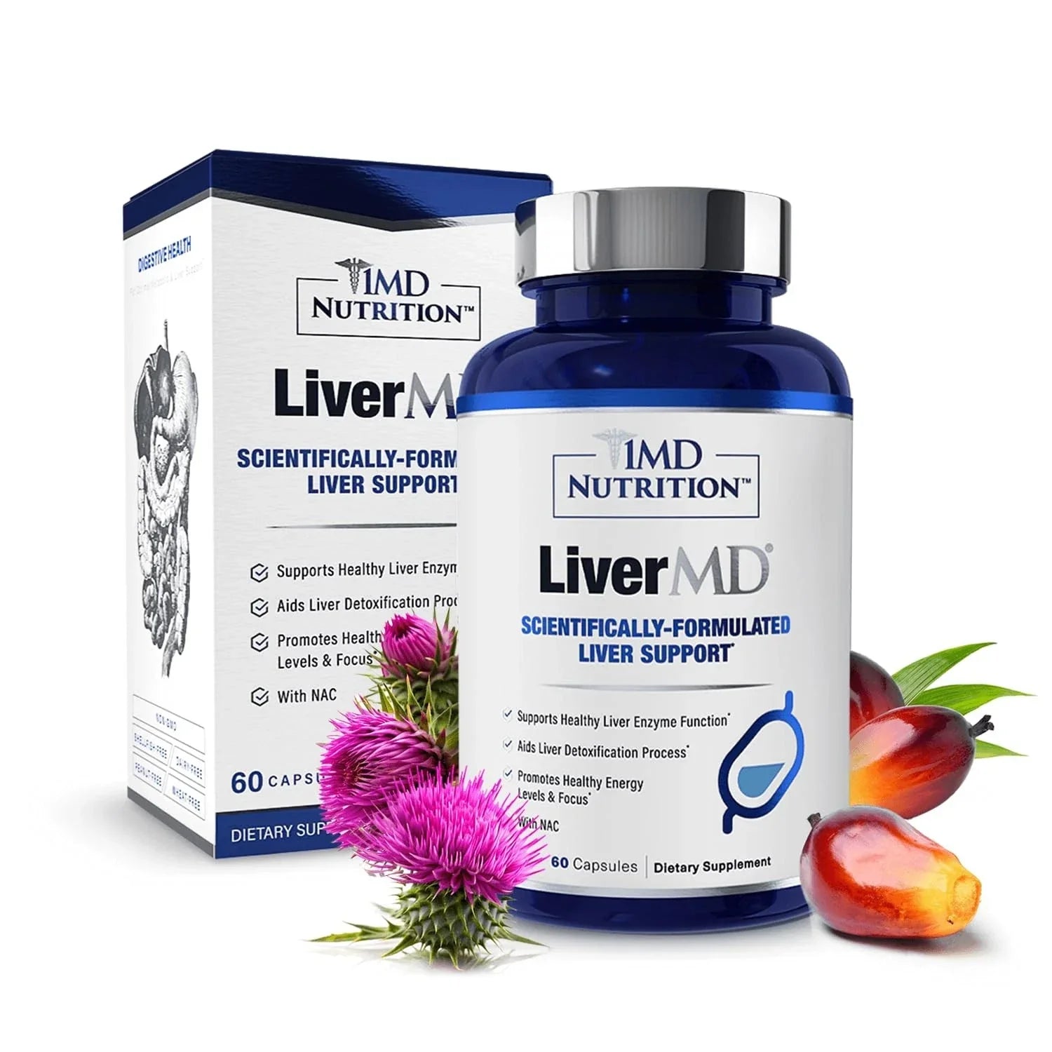 1MD Nutrition LiverMD - Liver Support Supplement | Siliphos Milk Thistle Extract