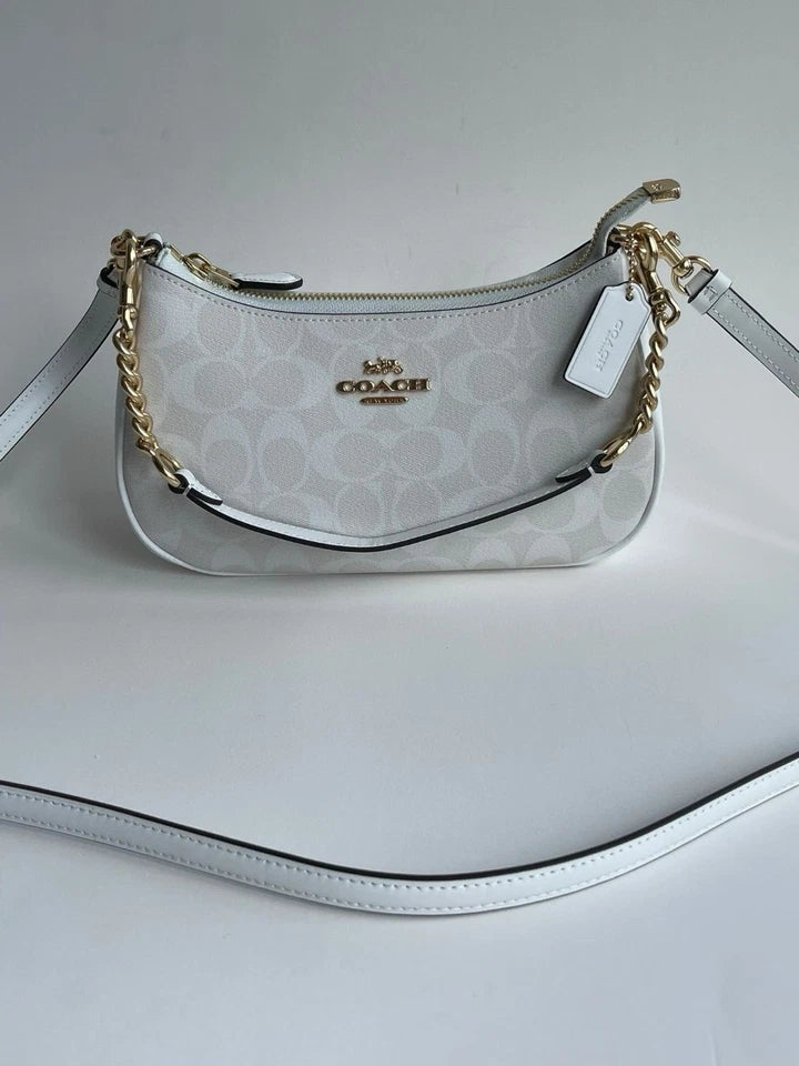 NEW COACH Teri 2Way Shoulder Bag Signature Coated Canvas White outlet CA548